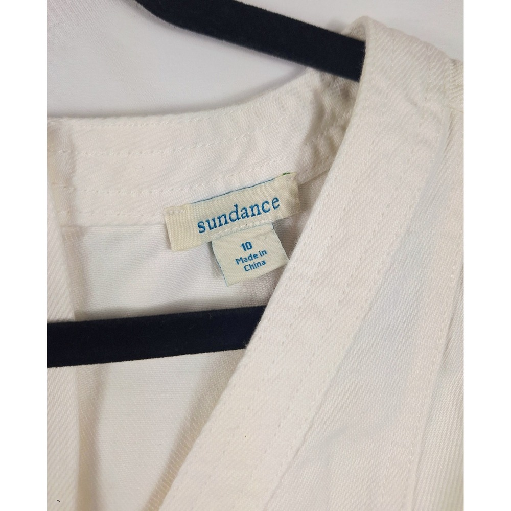 Sundance White V‑Neck Sleeveless Tie‑Waist Midi Dress - Picture 4 of 7
